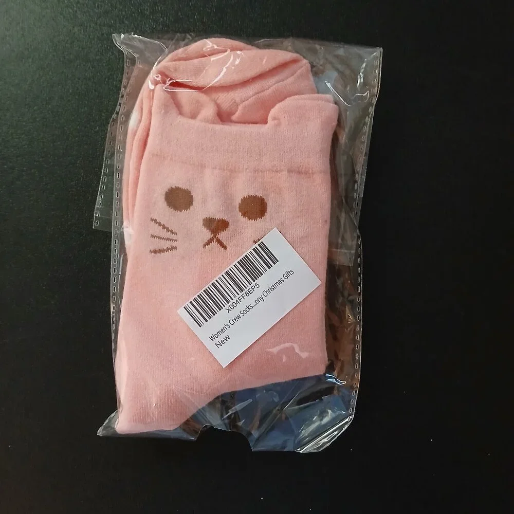 Women's Cat Socks 3 Pair Blue Pink Yellow New In Pack
